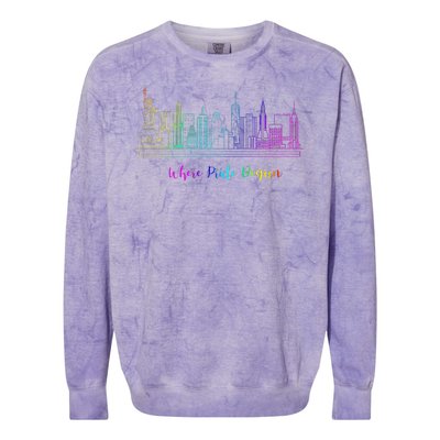 LGBT Where Pride Began NEW YORK SKYLINE Colorblast Crewneck Sweatshirt