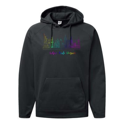 LGBT Where Pride Began NEW YORK SKYLINE Performance Fleece Hoodie