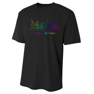 LGBT Where Pride Began NEW YORK SKYLINE Performance Sprint T-Shirt