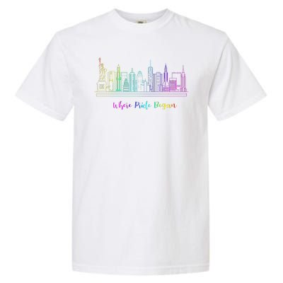 LGBT Where Pride Began NEW YORK SKYLINE Garment-Dyed Heavyweight T-Shirt