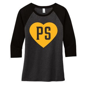 Leodalis Wearing Peter Seidler Heart Women's Tri-Blend 3/4-Sleeve Raglan Shirt