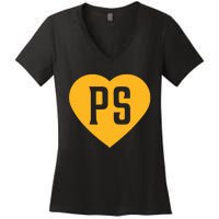 Leodalis Wearing Peter Seidler Heart Women's V-Neck T-Shirt