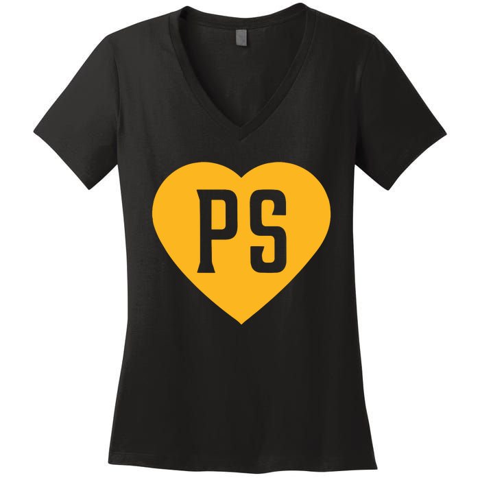 Leodalis Wearing Peter Seidler Heart Women's V-Neck T-Shirt