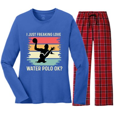 Love Water Polo Active Person Gift Women's Long Sleeve Flannel Pajama Set 