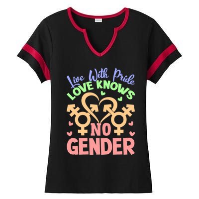 Live With Pride Love Knows No Gender Lgbt Meaningful Gift Ladies Halftime Notch Neck Tee