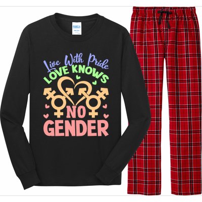 Live With Pride Love Knows No Gender Lgbt Meaningful Gift Long Sleeve Pajama Set