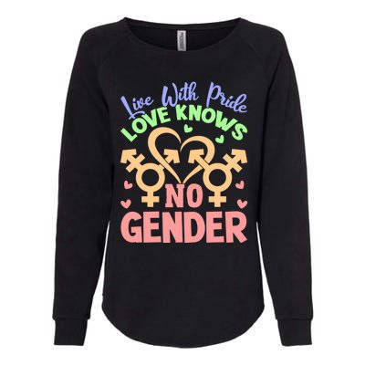 Live With Pride Love Knows No Gender Lgbt Meaningful Gift Womens California Wash Sweatshirt