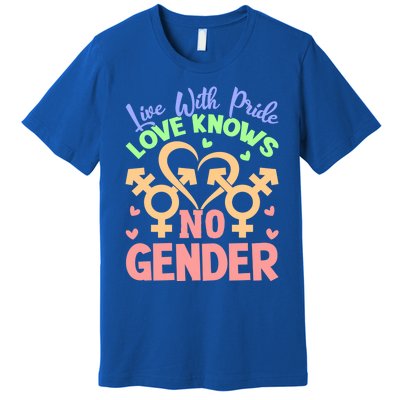 Live With Pride Love Knows No Gender Lgbt Meaningful Gift Premium T-Shirt