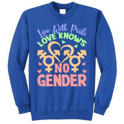 Live With Pride Love Knows No Gender Lgbt Meaningful Gift Tall Sweatshirt