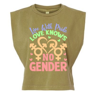 Live With Pride Love Knows No Gender Lgbt Meaningful Gift Garment-Dyed Women's Muscle Tee