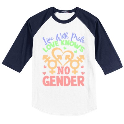 Live With Pride Love Knows No Gender Lgbt Meaningful Gift Baseball Sleeve Shirt