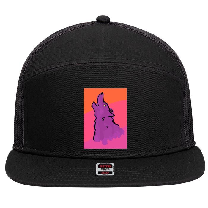Lonely Wolf Print 7 Panel Mesh Trucker Snapback Hat