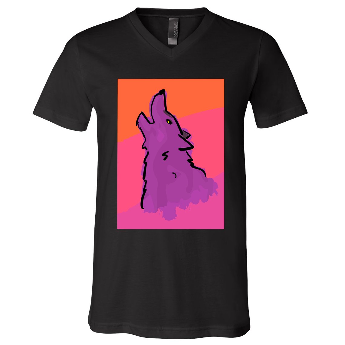 Lonely Wolf Print V-Neck T-Shirt