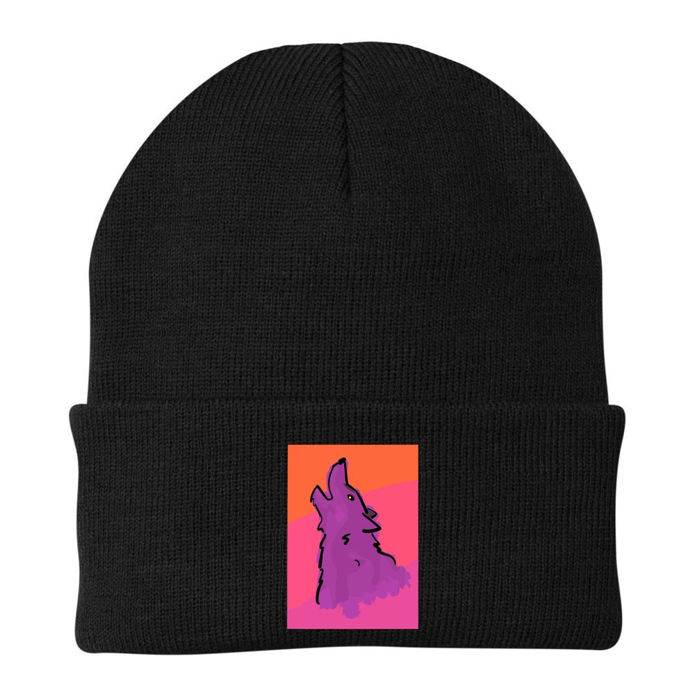 Lonely Wolf Print Beanie