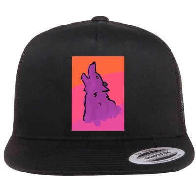 Lonely Wolf Print Flatbill Hat