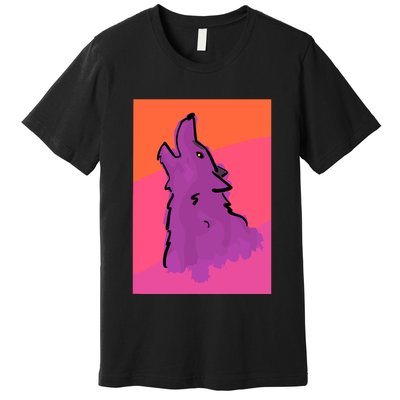 Lonely Wolf Print Premium T-Shirt