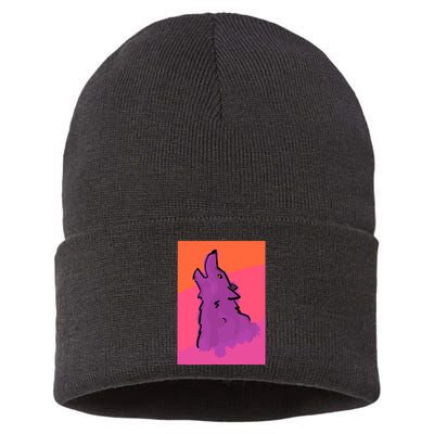 Lonely Wolf Print Sustainable Knit Beanie
