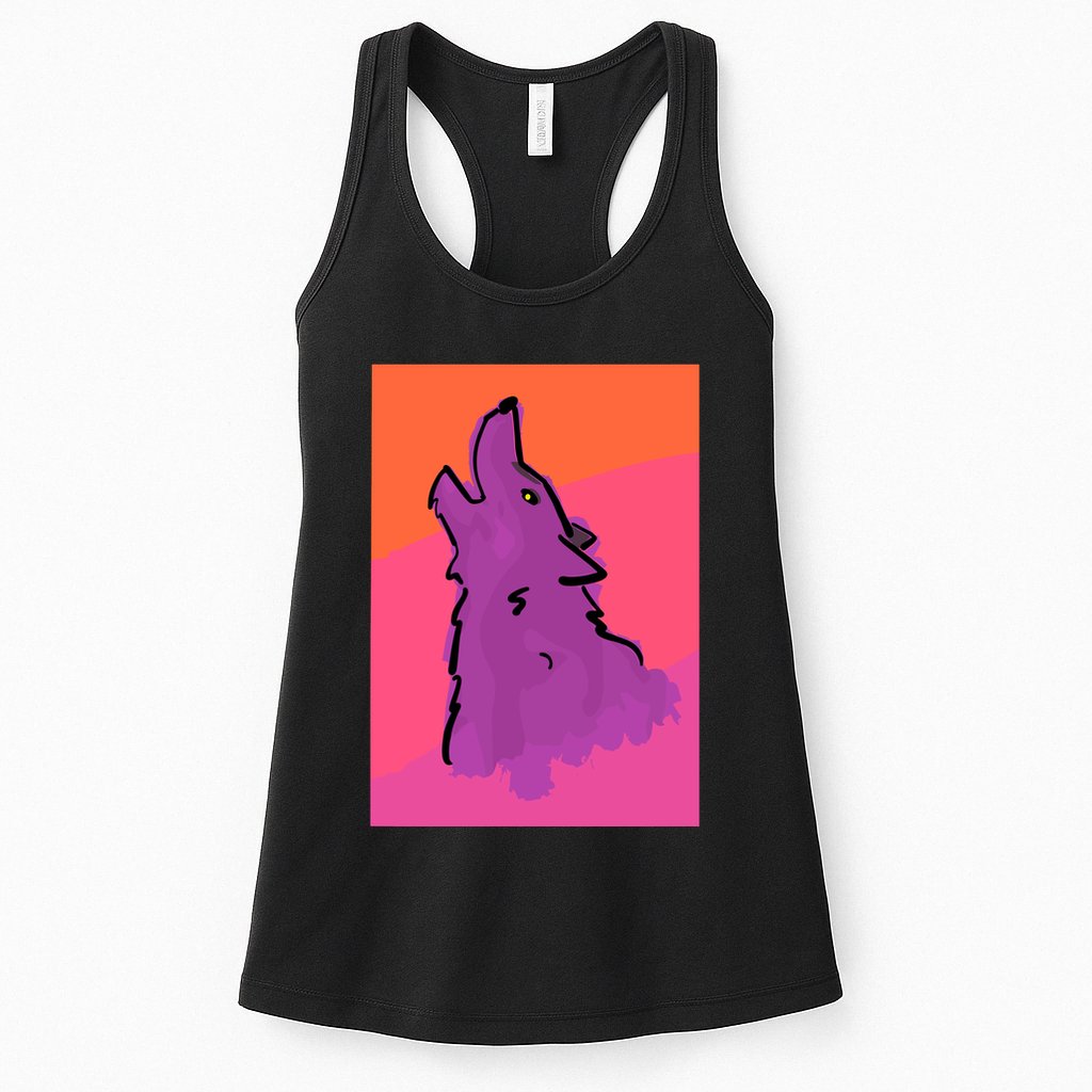 Lonely Wolf Print Womens Tank Top