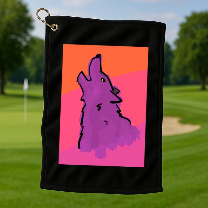 Lonely Wolf Print Golf Towel
