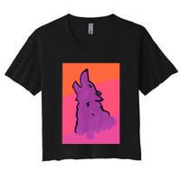 Lonely Wolf Print Women's Crop Top Tee