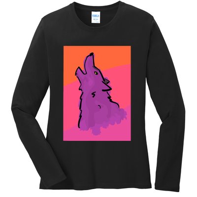 Lonely Wolf Print Ladies Long Sleeve Shirt
