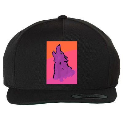 Lonely Wolf Print Wool Snapback Cap