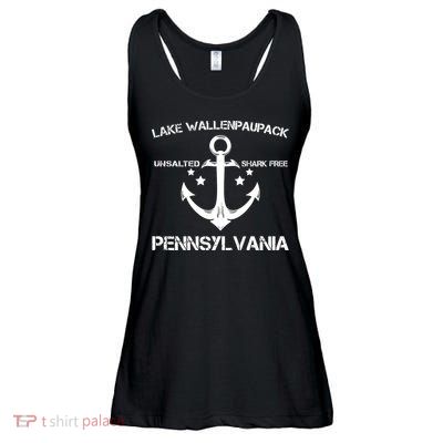 LAKE WALLENPAUPACK PENNSYLVANIA Funny Fishing Camping Gift Ladies Essential Flowy Tank