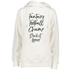 League Winner Quote Fantasy Football Champ Suck It Losers Gift Womens Funnel Neck Pullover Hood