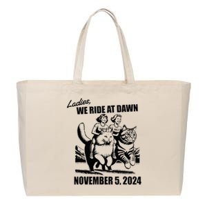 Ladies We Ride At Dawn Harris Walz 2024 President Election Cotton Canvas Jumbo Tote