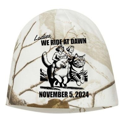 Ladies We Ride At Dawn Harris Walz 2024 President Election Kati - Camo Knit Beanie