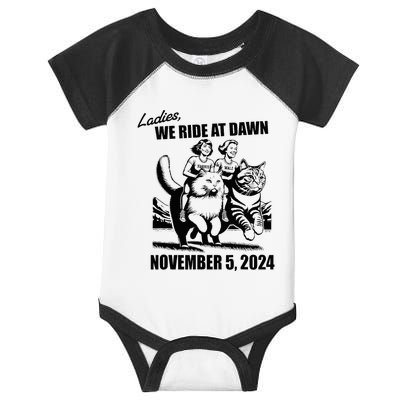 Ladies We Ride At Dawn Harris Walz 2024 President Election Infant Baby Jersey Bodysuit