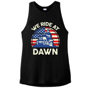 LawnMowing We Ride At Dawn LawnMower Ladies PosiCharge Tri-Blend Wicking Tank