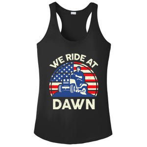 LawnMowing We Ride At Dawn LawnMower Ladies PosiCharge Competitor Racerback Tank