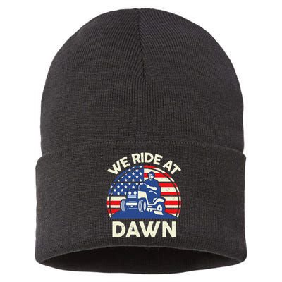 LawnMowing We Ride At Dawn LawnMower Sustainable Knit Beanie