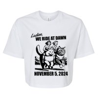 Ladies We Ride At Dawn Harris Walz 2024 President Election Bella+Canvas Jersey Crop Tee