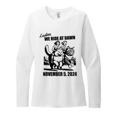 Ladies We Ride At Dawn Harris Walz 2024 President Election Womens CVC Long Sleeve Shirt