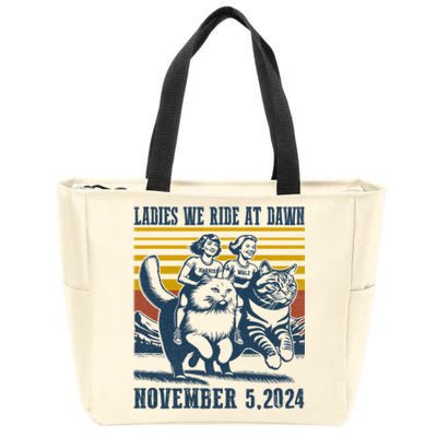 Ladies We Ride At Dawn Harris Walz 2024 President Election Sweat Zip Tote Bag