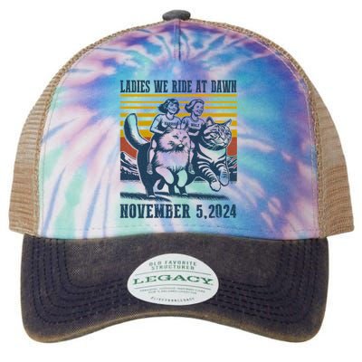 Ladies We Ride At Dawn Harris Walz 2024 President Election Sweat Legacy Tie Dye Trucker Hat