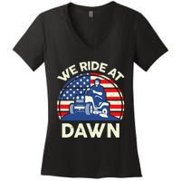 LawnMowing We Ride At Dawn Lawn Mower Women's V-Neck T-Shirt