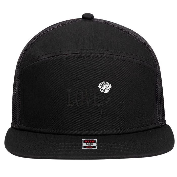 Love with Rose 7 Panel Mesh Trucker Snapback Hat