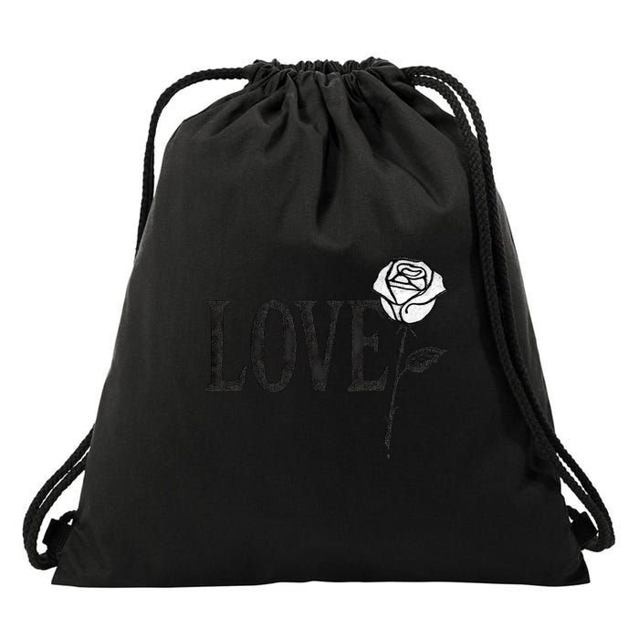 Love with Rose Drawstring Bag