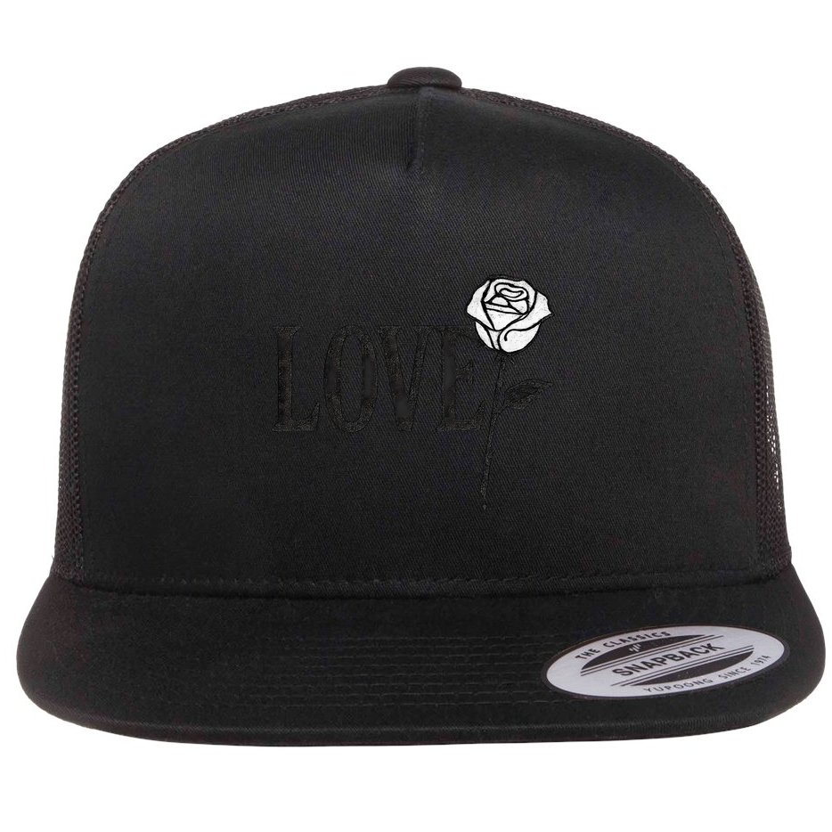 Love with Rose Flat Bill Trucker Hat