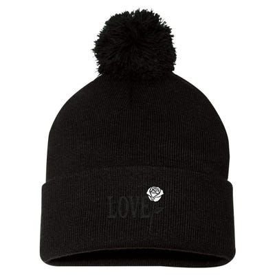 Love with Rose Pom Pom 12in Knit Beanie