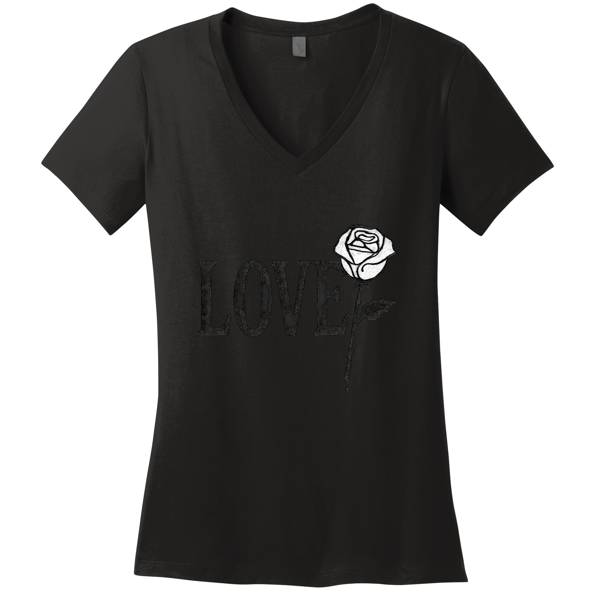 Love with Rose Women's V-Neck T-Shirt