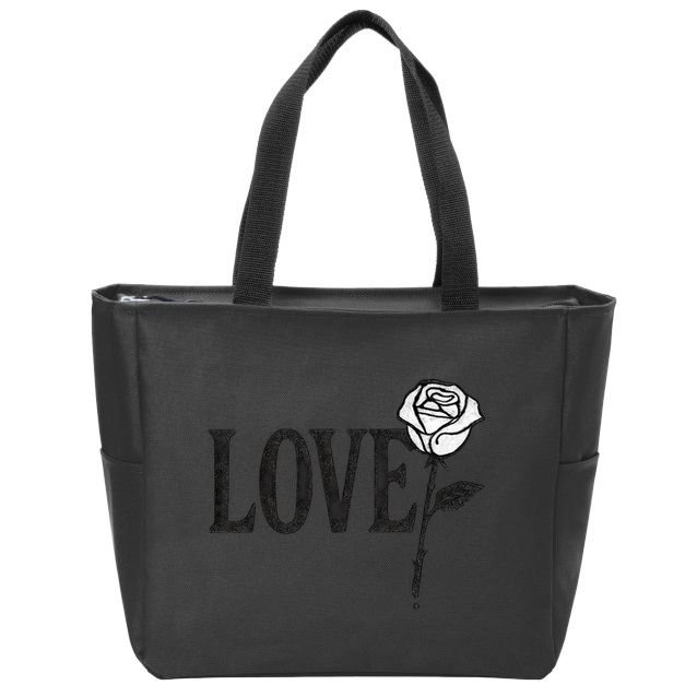 Love with Rose Zip Tote Bag
