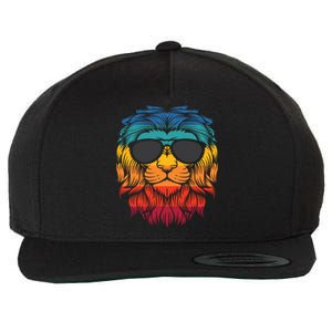 Lion With Sunglasses Retro Rainbow Pride Furry Graphic Gift Wool Snapback Cap