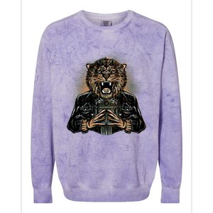 Lion With Scary Claws Colorblast Crewneck Sweatshirt