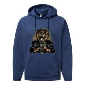 Lion With Scary Claws Performance Fleece Hoodie