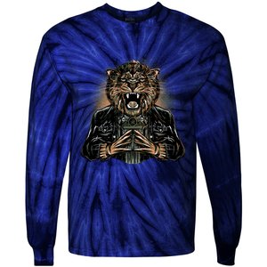 Lion With Scary Claws Tie-Dye Long Sleeve Shirt