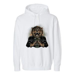 Lion With Scary Claws Garment-Dyed Fleece Hoodie